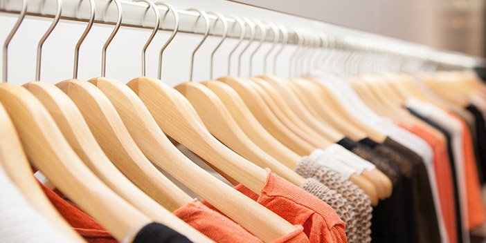 Women's clothing Hanging on Rail 